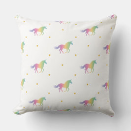 Rainbow Unicorns & Guld Stars Mönster Kudde