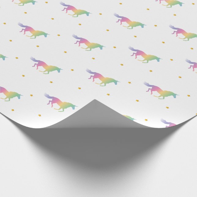 Rainbow Unicorns & Guld Stars Mönster Presentpapper (Hörn)