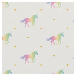 Rainbow Unicorns & Guld Stars Mönster Tyg