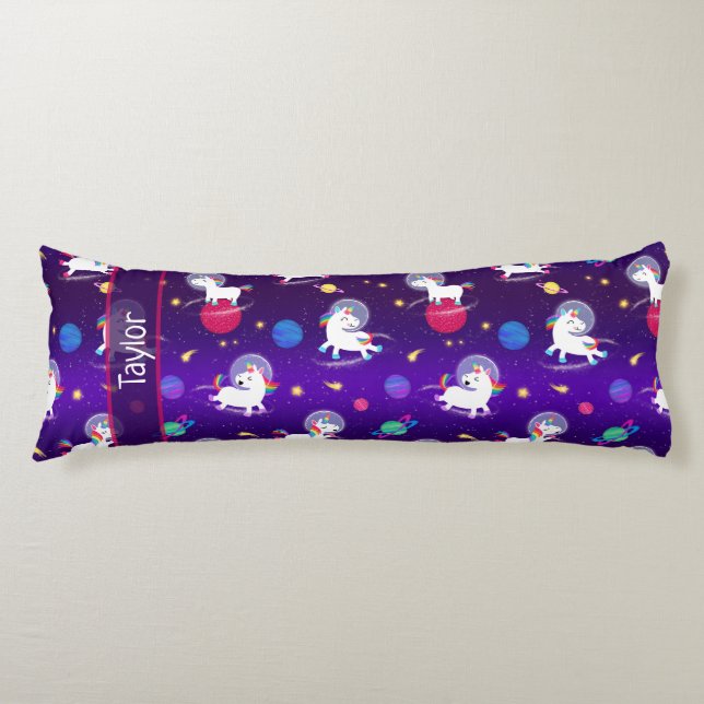 Rainbow Unicorns In Space Purple Ombre Kroppskudde (Framsidan)