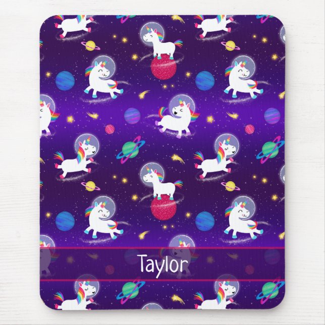 Rainbow Unicorns In Space Purple Ombre Musmatta (Framsidan)
