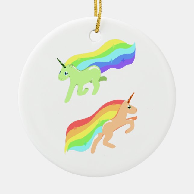 Rainbow Unicorns Julgransprydnad Keramik (Framsidan)