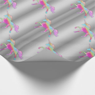 Rainbow Unicorns på Silver Presentpapper