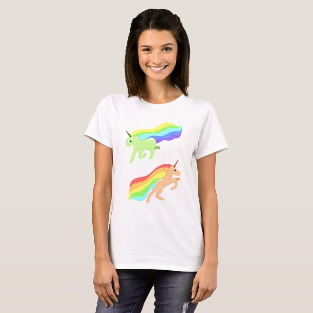 Rainbow Unicorns Tee Shirt (Hel framsida)
