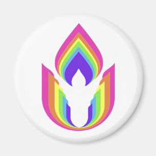 Rainbow Unitarian Universalism flammande schalice Magnet