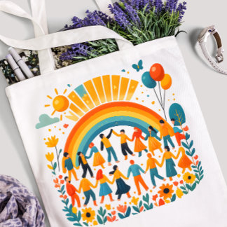 Rainbow Unity Kids Celebration Tote Bag Tygkasse