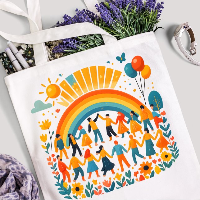 Rainbow Unity Kids Celebration Tote Bag Tygkasse (Skapare uppladdad)