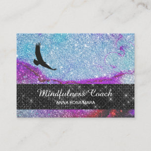 *~* Rainbow Universe Glitter Meditation Eagle Visitkort