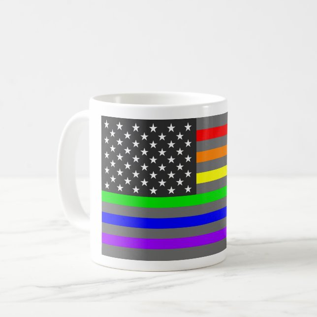 Rainbow US flagga kaffe mugg (Framsida vänster)