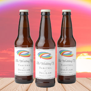 Rainbow Vågar BeSnygg HBT Bröllop Anpassningsbar Ölflaska Etikett
