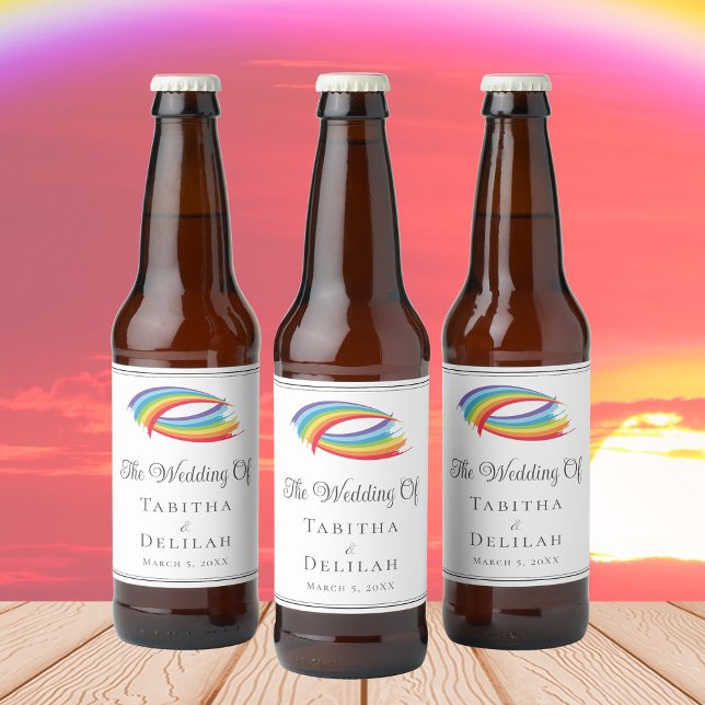 Rainbow Vågar BeSnygg HBT Bröllop Anpassningsbar Ölflaska Etikett (Skapare uppladdad)