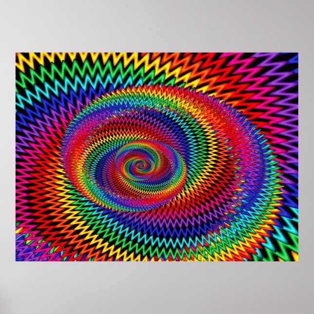 Rainbow Vågigt Spiral Fractal Poster (Framsidan)