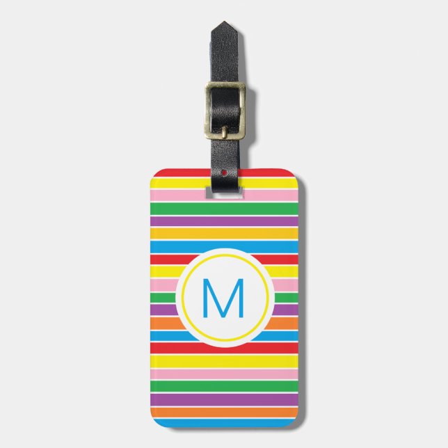 Rainbow Vågrät Rand Monogram Bagagebricka (Vertikal Framsida)