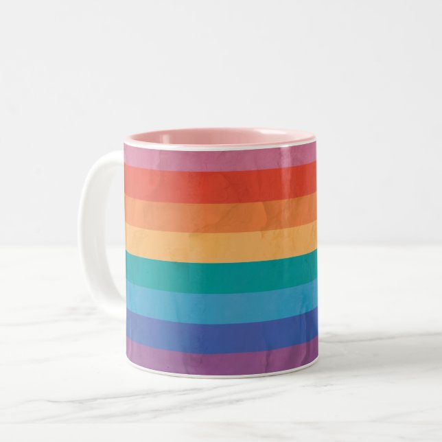 Rainbow Vågrät Rand Mugg (Framsida vänster)