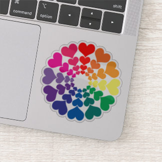 Rainbow Valentine Hearts in a Circle Klistermärken