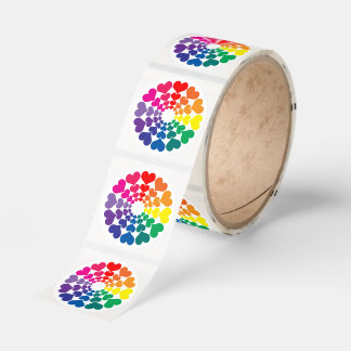 Rainbow Valentine Hearts in a Circle Runt Klistermärke