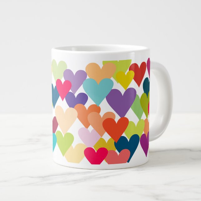 Rainbow Valentines hjärtan Jumbo Mugg (Framsida höger)