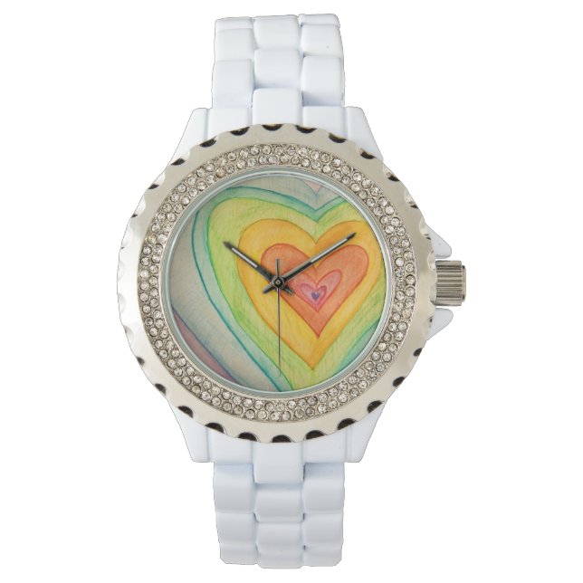 Rainbow Vänskap Hearts Anpassningsbar Watch Design Armbandsur (Framsida)