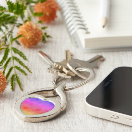 Rainbow Vapor Twisted Heart Silverfärgad Nyckelring