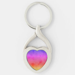 Rainbow Vapor Twisted Heart Silverfärgad Nyckelring