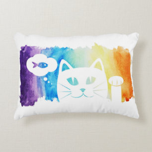 Rainbow Vatten färg Dream Cat Prydnadskudde