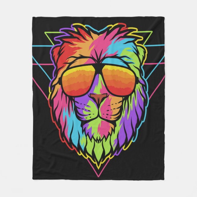 Rainbow Vibes Lejon Fleecefilt (Framsidan)