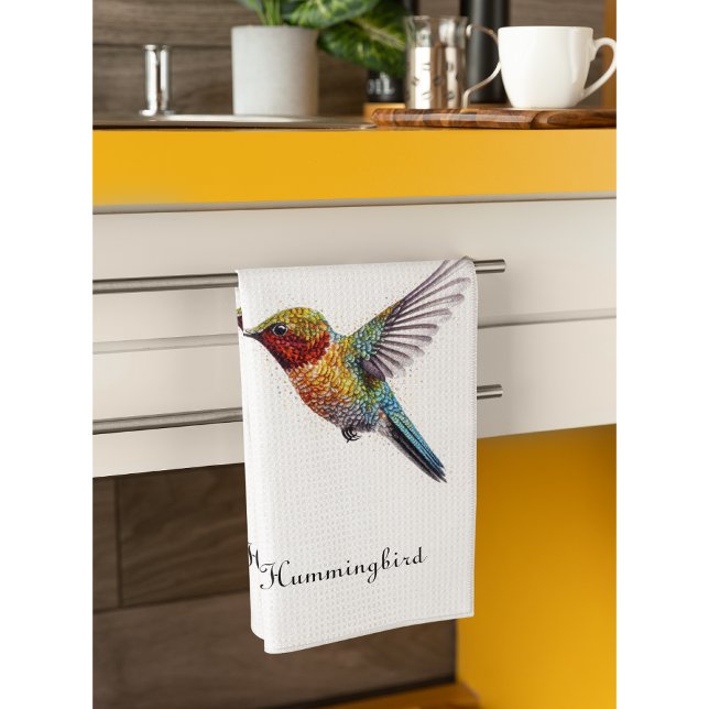 Rainbow Vingar: Vibrant Hummingbird Art, anpassnin Kökshandduk (Skapare uppladdad)