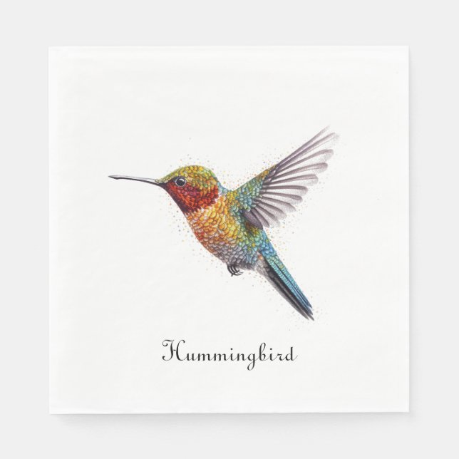 Rainbow Vingar: Vibrant Hummingbird Art, anpassnin Pappersservett (Framsidan)