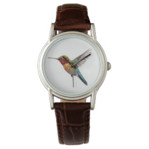 Rainbow Vingar: Vibrant Hummingbird Art Armbandsur