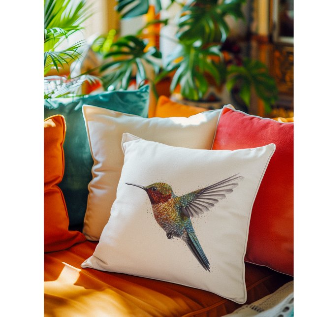Rainbow Vingar: Vibrant Hummingbird Art Kudde (Skapare uppladdad)