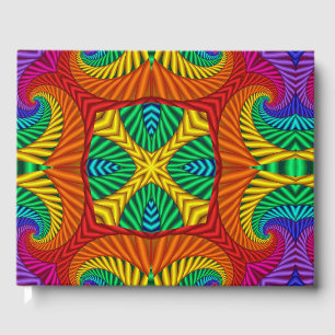 Rainbow Vintage Psychedelic Fractal Kaleidoscope Gästböcker
