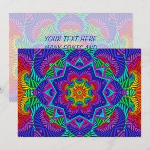 Rainbow Vintage Psychedelic Fractal Kaleidoscope Inbjudningar