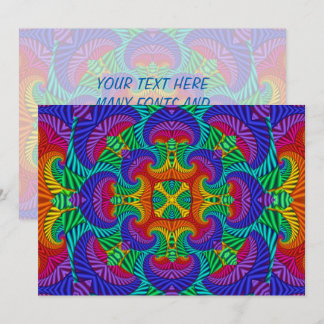 Rainbow Vintage Psychedelic Fractal Kaleidoscope Inbjudningar