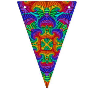 Rainbow Vintage Psychedelic Fractal Kaleidoscope Vimplar
