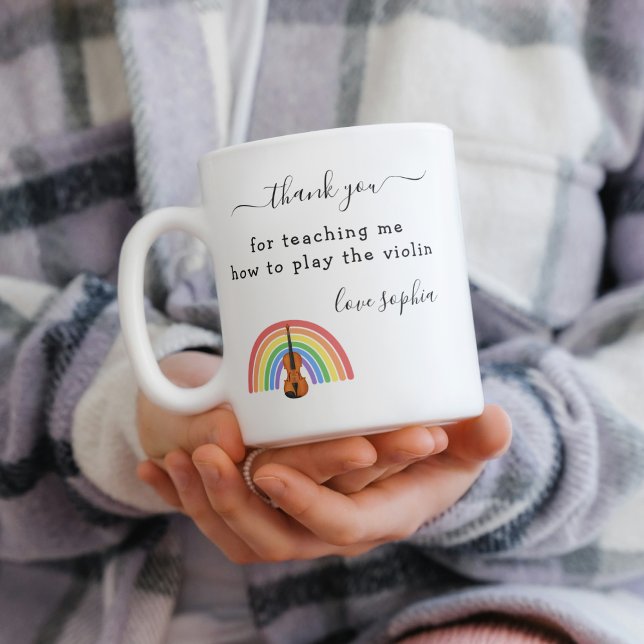 Rainbow Violin Music Teacher Appreciation Gift Kaffemugg (Skapare uppladdad)