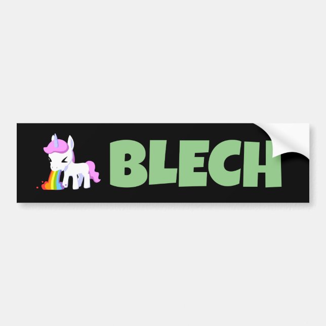 RAINBOW VOMIT UNICORN FUNNY BUMPER STICKARE BILDEKAL (Framsidan)