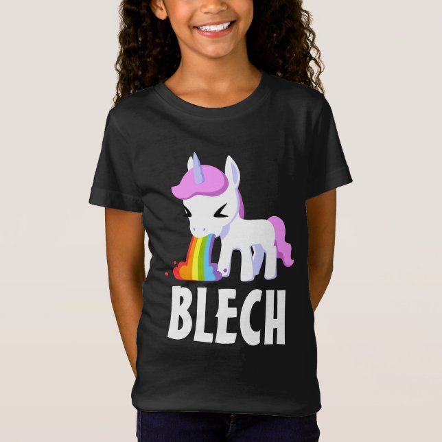 RAINBOW VOMIT UNICORN FUNNY KIDS T-Shirt (Framsida)