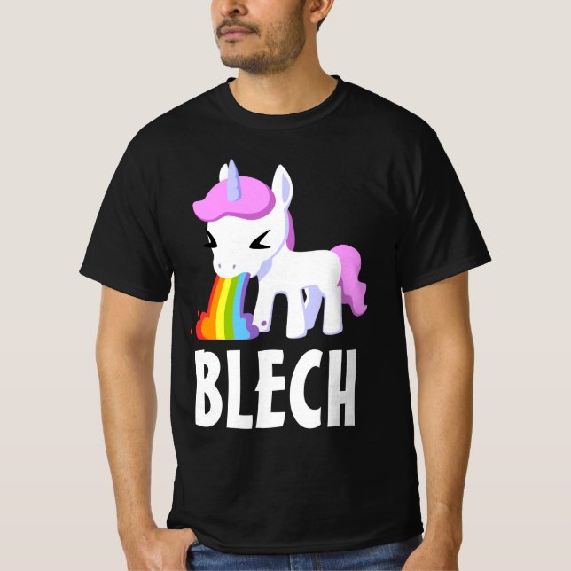 RAINBOW VOMIT UNICORN FUNNY Mörk T-Shirts (Framsida)