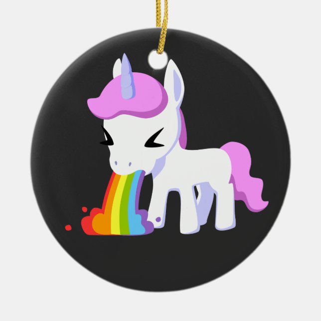RAINBOW VOMIT UNICORN JULGRANSPRYDNAD KERAMIK (Framsidan)