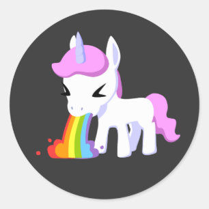 RAINBOW VOMIT UNICORN RUNT KLISTERMÄRKE