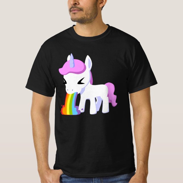 RAINBOW VOMIT UNICORN T-SHIRTS (Framsida)