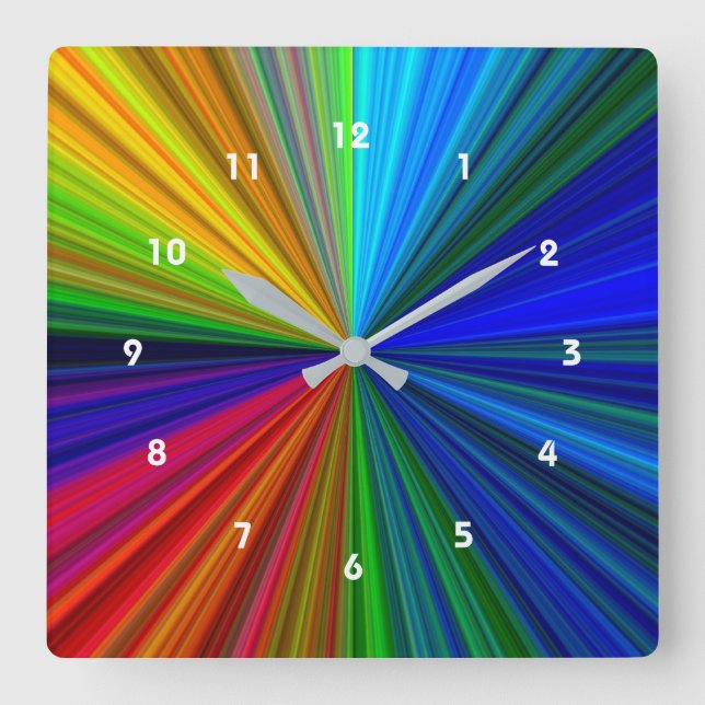 Rainbow Vortex Fyrkantig Klocka (Framsida)