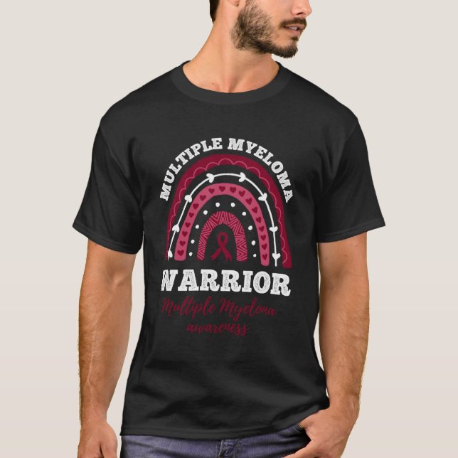 Rainbow Warrior Många Myeloma Awareness T Shirt (Framsida)