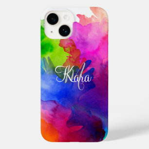 Rainbow Watercolor Abstrakt Namn Monogram