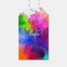 Rainbow Watercolor Abstrakt Namn Monogram