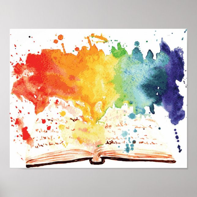 Rainbow Watercolor Artwork Bok Nook Poster (Framsidan)