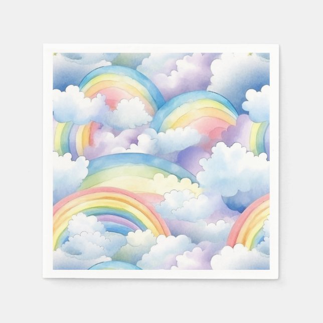 Rainbow Watercolor Birthday Pappersservett (Framsidan)