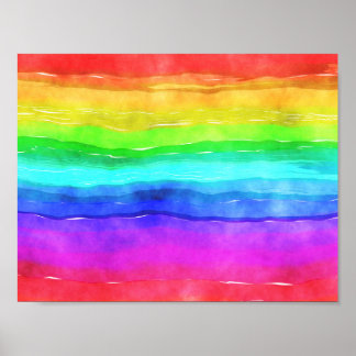 Rainbow Watercolor Bläck Rand Poster