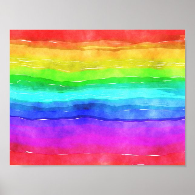 Rainbow Watercolor Bläck Rand Poster (Framsidan)