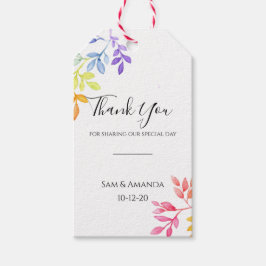 Rainbow Watercolor Botanical Löv Bröllop Presentetikett